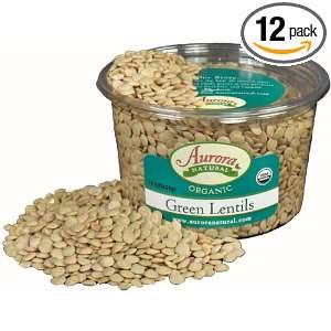 Aurora Products Inc. Lentils green Organic, 15 Ounce Tub (Pack of 12)
