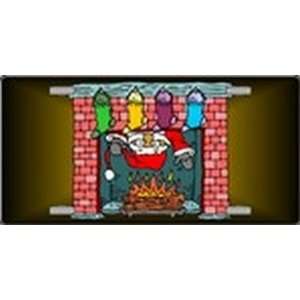 Fireplace Santa Full Color License Plates Plate Plates Tag Tags auto 