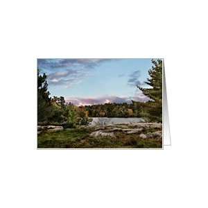  Autumn Fall Forest and Lake, Blank Notecard Card Health 