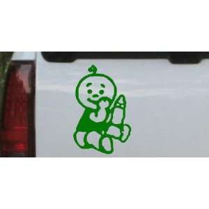  Dark Green 3in X 4.6in    Baby With Bottle Car Window Wall 