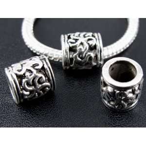  Antique Silver Charm Bead for Bracelet or Necklace 