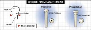 The most important measurement when sizing bridge pins is the diameter 