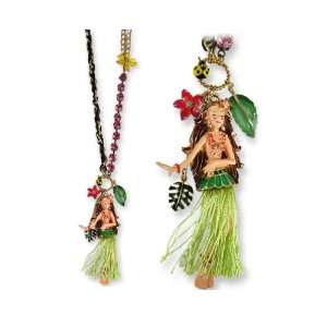  Betsey Johnson Hawaiian Luau Hula Girl Dancer Necklace 