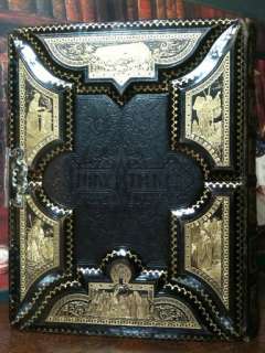   HOLY FAMILY BIBLE CLASP LEATHER UNMARKED COLOR PLATES KING JAMES 1880
