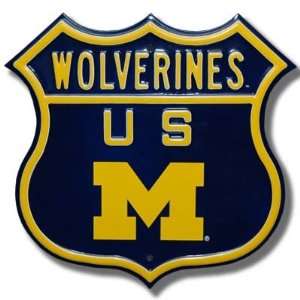 MICHIGAN WOLVERINES WOLVERINES U.S M logo AUTHENTIC METAL ROUTE SIGN 