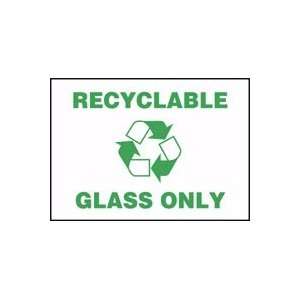 RECYCLABLE GLASS ONLY (W/GRAPHIC) Sign   10 x 14 Adhesive Dura Vinyl