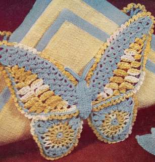 Vintage Crochet PATTERN Butterfly Motif Napkin Holder  