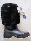 Oscar Sport Brenda Apres Ski Rabbit Fur Rubber Boots Italy New NWT 37 