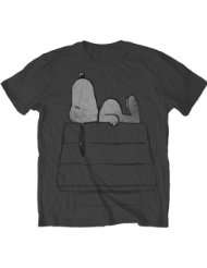 Peanuts Snoopy Relaxing Distressed Charcoal Mens T shirt