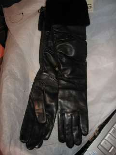 UGG® Australia Shearling,18Fur Cuff Blk Leather Gloves  