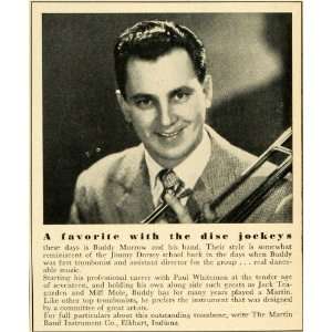  1952 Ad Martin Band Instruments Buddy Morrow Trombonist 