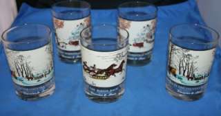Arbys Currier and Ives 12oz Drinking Glasses Set of 5  