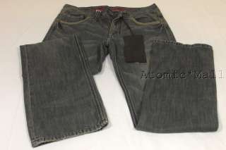 Mens Archaic Denim Jeans Leather Metal Studs Gray 32x34  