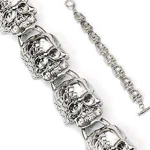  316L Stainless Steel Two Faced Skull Bracelet   Length 8 