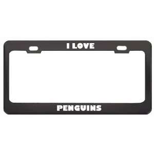 Love Penguins Animals Metal License Plate Frame Tag Holder