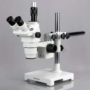 7X 45X Ultimate Trinocular Zoom Microscope on Single Arm Boom Stand 