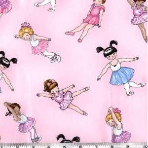  45 Wide Twirling Ballerinas Pink Fabric By The Yard 