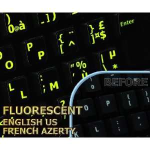  Glowing fluorescent French AZERTY   English keyboard 