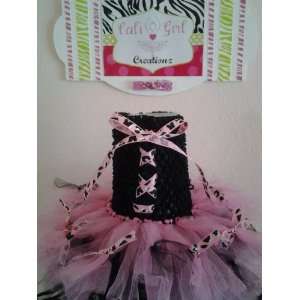 Tutu Dress for Babies and Pets w/ Pink & Black Animal Print Ribbon 