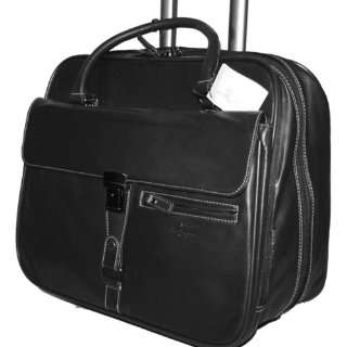  S.babila Rolling Black Italian Leather Briefcase Laptop 