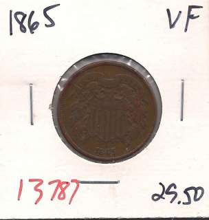 1865 Two Cent Piece Very Fine #13787  