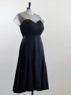Vintage 40s 50s French Couture Dress Designer ROBERT PIGUET Black 