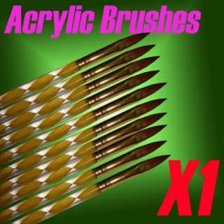 Twirl & Twist YELLOW Sable Acrylic Gel Nails Brush X 10  