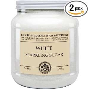 India Tree Bright White Sparkling Sugar, 3.4 Pound Jars (Pack of 2 
