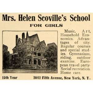  1911 Ad Helen Scoville School Music Art Education Girls 
