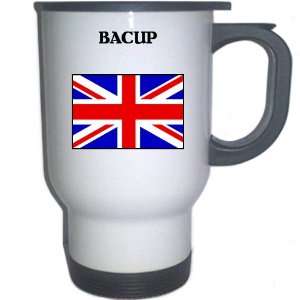  UK/England   BACUP White Stainless Steel Mug Everything 