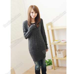   Fashion Warm Designed Scoop Neck pullover Long Sweater coat 5 Colors