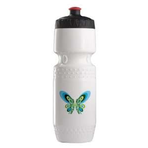  Trek Water Bottle Wht BlkRed Retro Blue Butterfly 