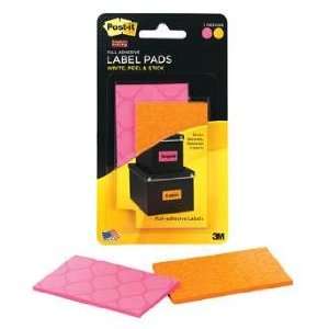  Post it® Neon Orange/Neon Pink Label Pads, 2 x 3, 2 