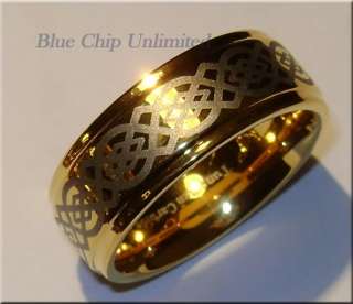599 RARE 9MM TUNGSTEN GOLD CELTIC MENS RING Size 5 17  