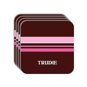 Personal Name Gift   TRUDIE Set of 4 Mini Mousepad Coasters (pink 