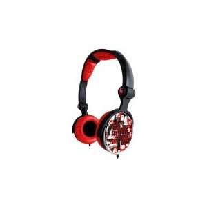   109r Stereo Folding Headphone Adjustable Headband Red Electronics
