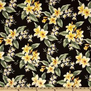 45 Wide Tradewind Tropicals Flowers and Leaves White/Yellow/Black 