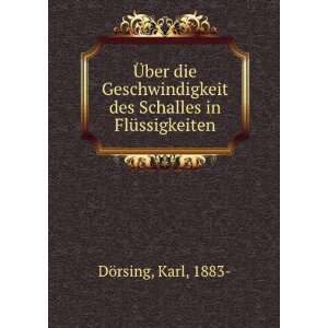   des Schalles in FlÃ¼ssigkeiten Karl, 1883  DÃ¶rsing Books