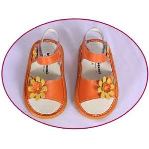  Toddler Girls Shoes Orange Sandal Wee Squeak Baby Girl 