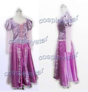 Disney movie /game Tangled Rapunzel Cosplay Costume pink dress  