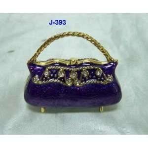    Purple Epoxy Purse Jewelry Trinket Box 1.75in H