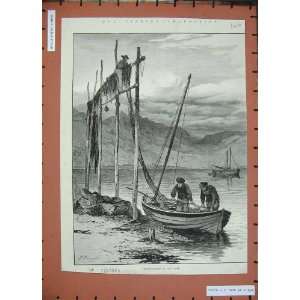  1883 Herring Boats Loch Fyne Men Fishing Scotland Art 