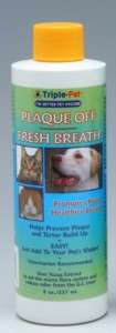 Triple Pet Plaque Off Fresh Breath Dog Oral Health 8oz  