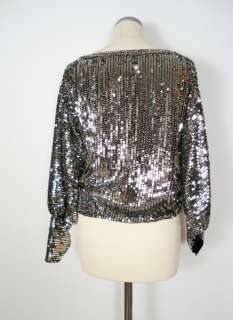 Dazzle in silver sequined TRINA TURK top sz P NWT  