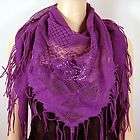 BNWT Zara crochet flower triangle large knit black scarf 25  