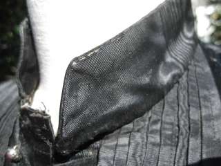 Blk Victorian Tuxedo Silk Coat Steel Marcasite Buttons  