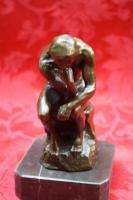 Art Deco Solid Bronze Sculpture Statue Figure Rudins  Thinker 