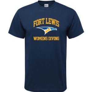  Fort Lewis College Skyhawks Navy Womens Diving Arch T 