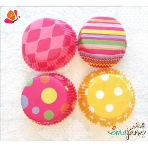 Ema Jane   100 Set Bright Polka Dots and Stripes Cupcake Liners (25 X 