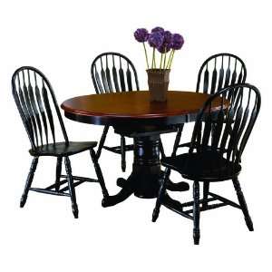  Sunset Trading Oval Pedestal Table Dining Room Set (Black 